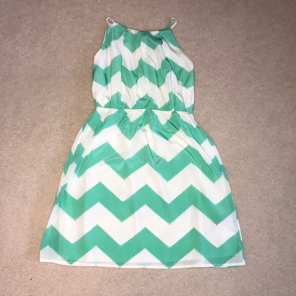 White and green stripped summer dress